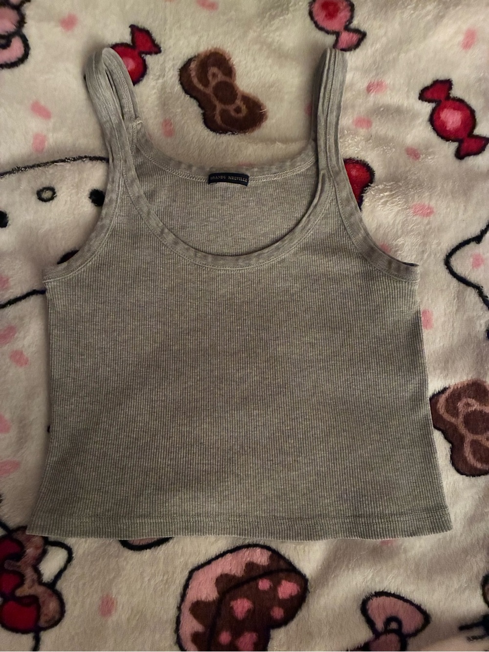 Brandy Melville Light Gray Ribbed Cropped Tank